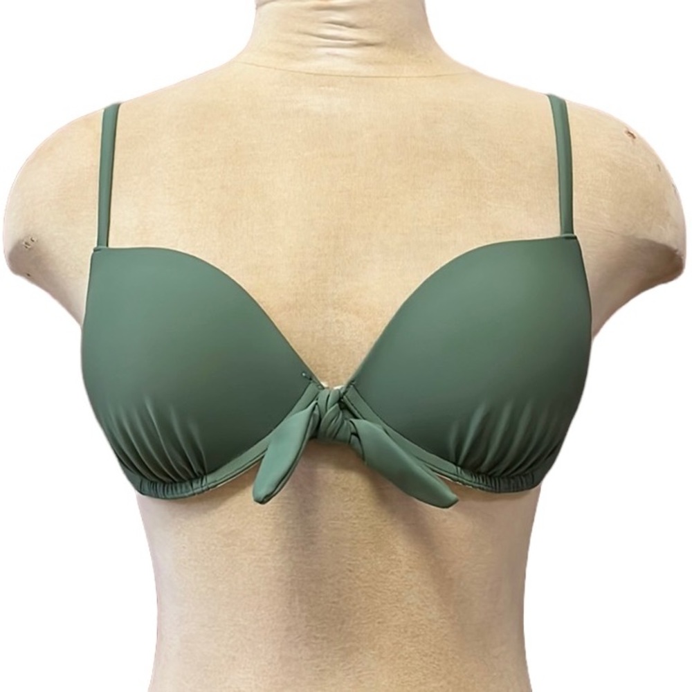 Hollister Bikini Top Swimsuit Swim Green Push-Up 32D